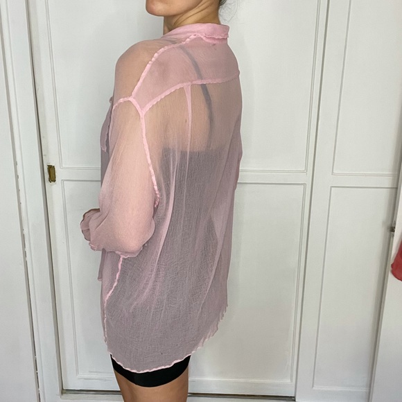 Clueless inspired blouse oversized sheer pastel pink - Picture 6 of 14